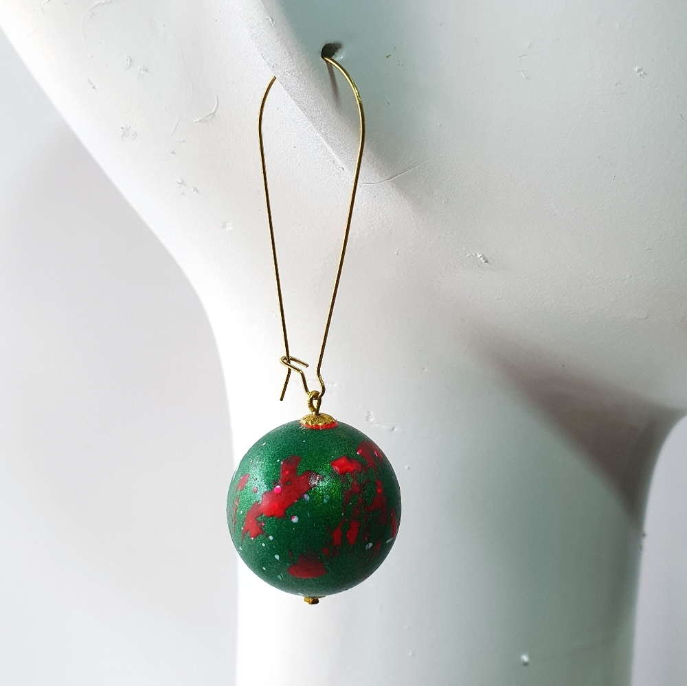Vintage 80's Green Drop Acrylic Abstract Earings